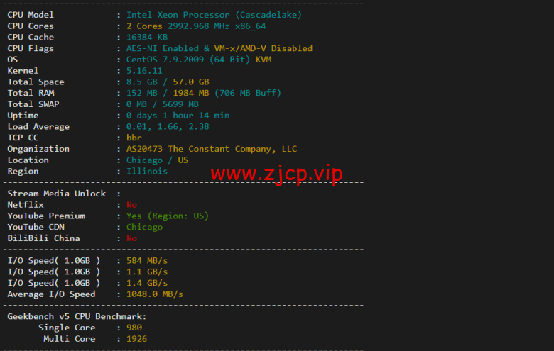 Vultr:芝加哥机房测评2022:下载速度、速度延迟、路由丢包、性能测评、流媒体解锁等