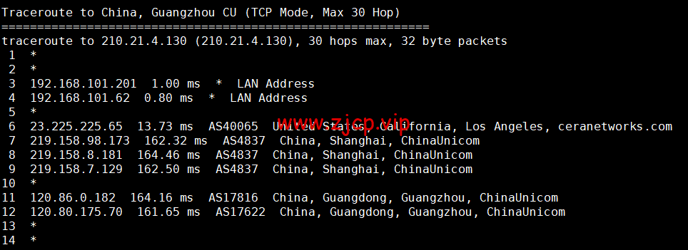 萝卜数据:美国cera大宽带云服务器,去程電信163,回程聯通4837,月付$4.7起,原生ip,解锁tiktok,附简单测评